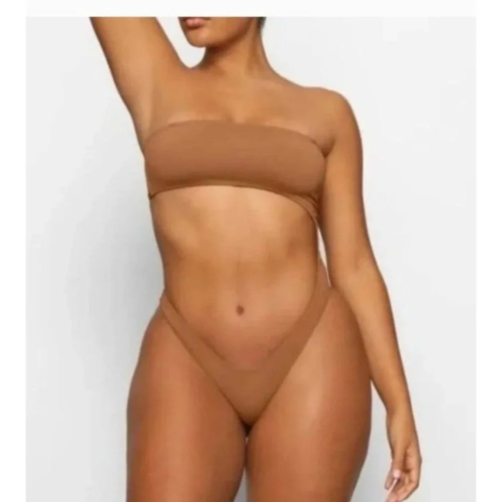 Signature Swim Strapless Monokini Almond XL